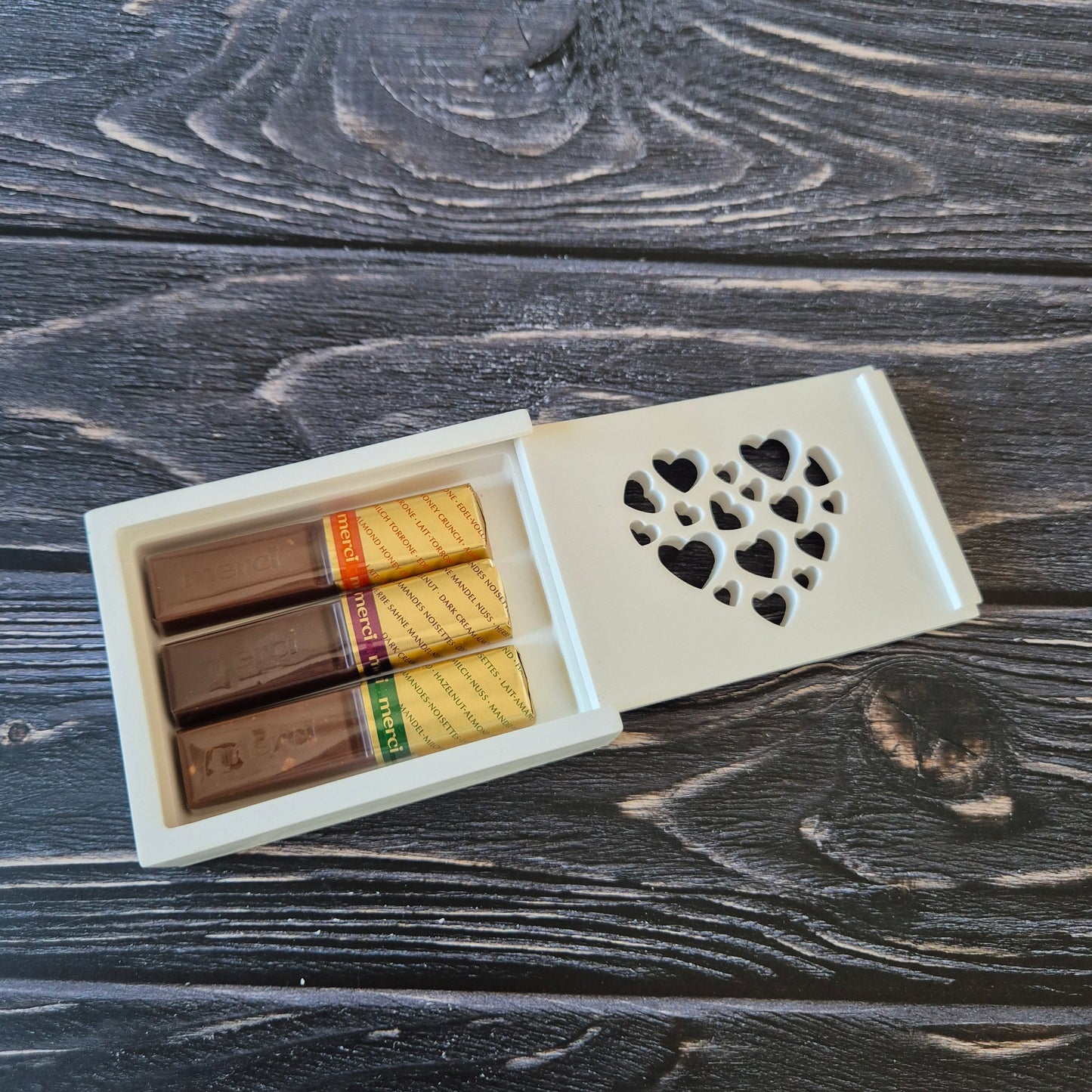 Schachtel mit Schiebedeckel für Gutscheinkarten oder Schokoriegel - 12,0 x 10,0 x 3,0cm