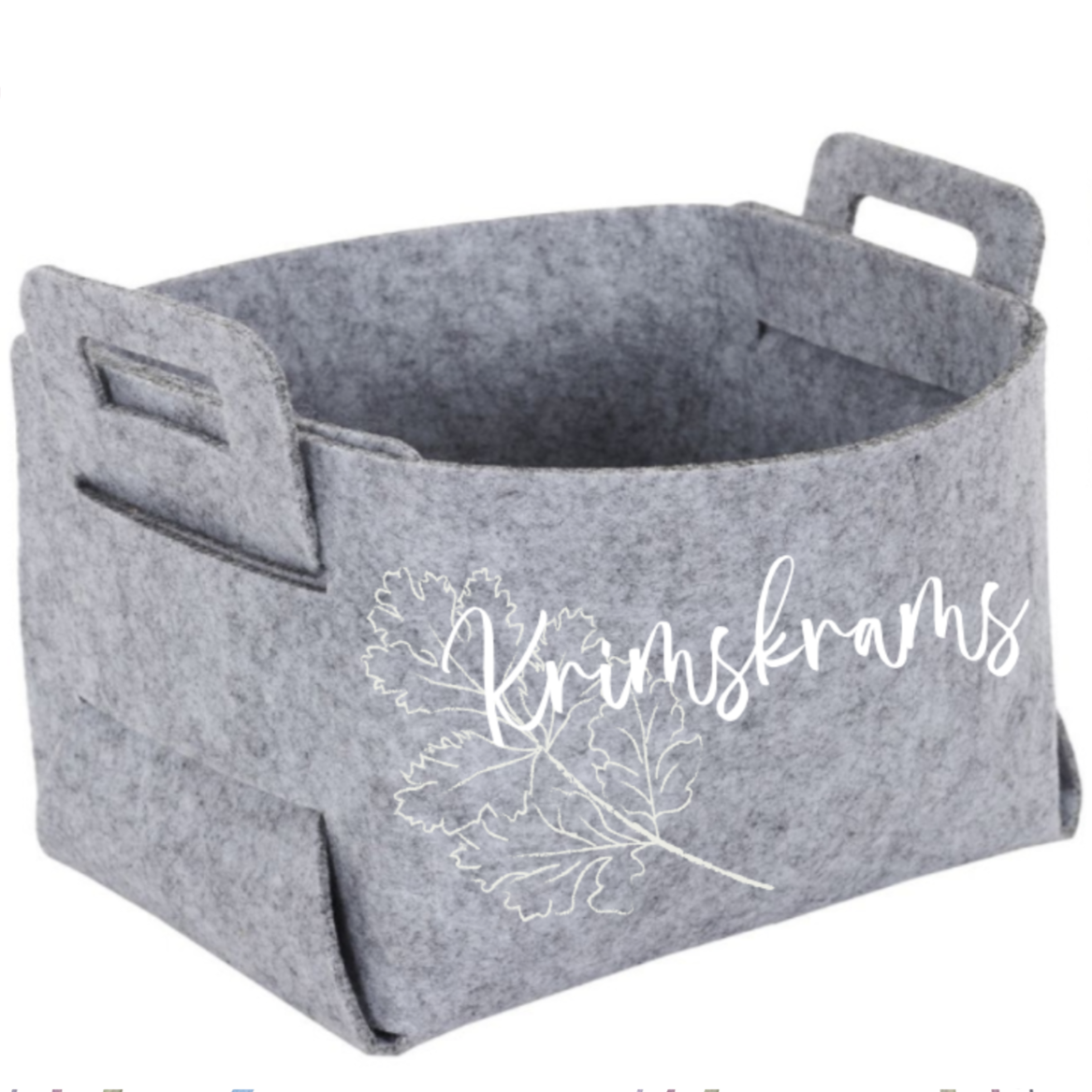 Filzkörbchen klein in der Farbe Hellgrau, platzsparend faltbar und personalisierbar, Abmessungen: 20 x 14 x 13cm