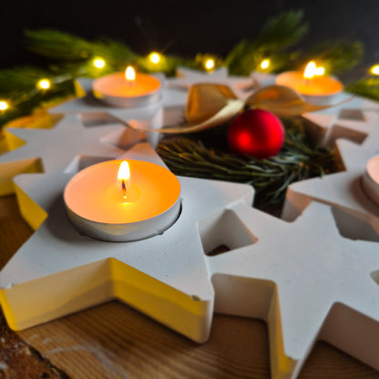 Adventskranz Sterne für 4 Teelichter, aus Gießbeton