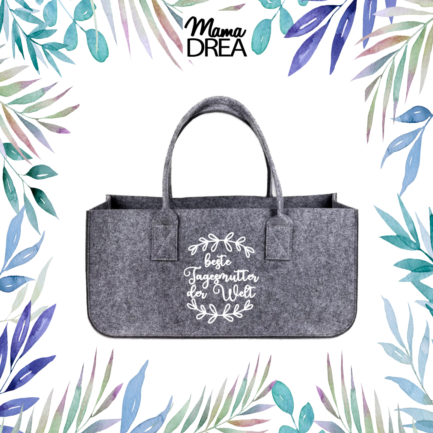 Mama Drea Filzkorb (personalisiert) mit stabilen Tragegriffen, Abmessungen: 50 x 25 x 25 cm, Tragekraft: max.15kg