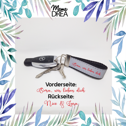 Schlüsselband personalisiert aus Gurtband mit Reflektorsoftshell