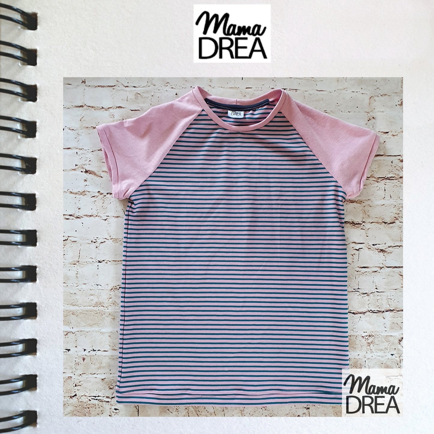 Meterware Baumwoll Jersey  in der Farbe Petrol-Rosa geringelt //  Qualität: 93% Baumwolle, 7% Elasthan // Breite: ca. 150cm // Gewicht: 220 g/m² // ÖkoTex Standard 100 Zertifiziert